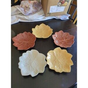 Ceramic Maple Leaf Harry David Plate Decorative Fall Colors  Set Of 5